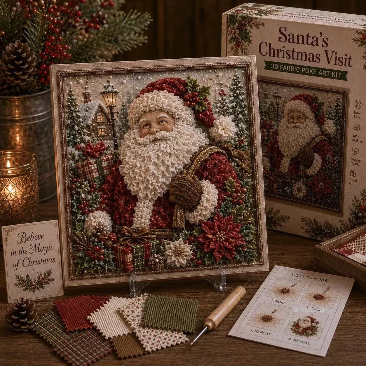 🧵Premium 3D Christmas Fabric Poke Art Kit
