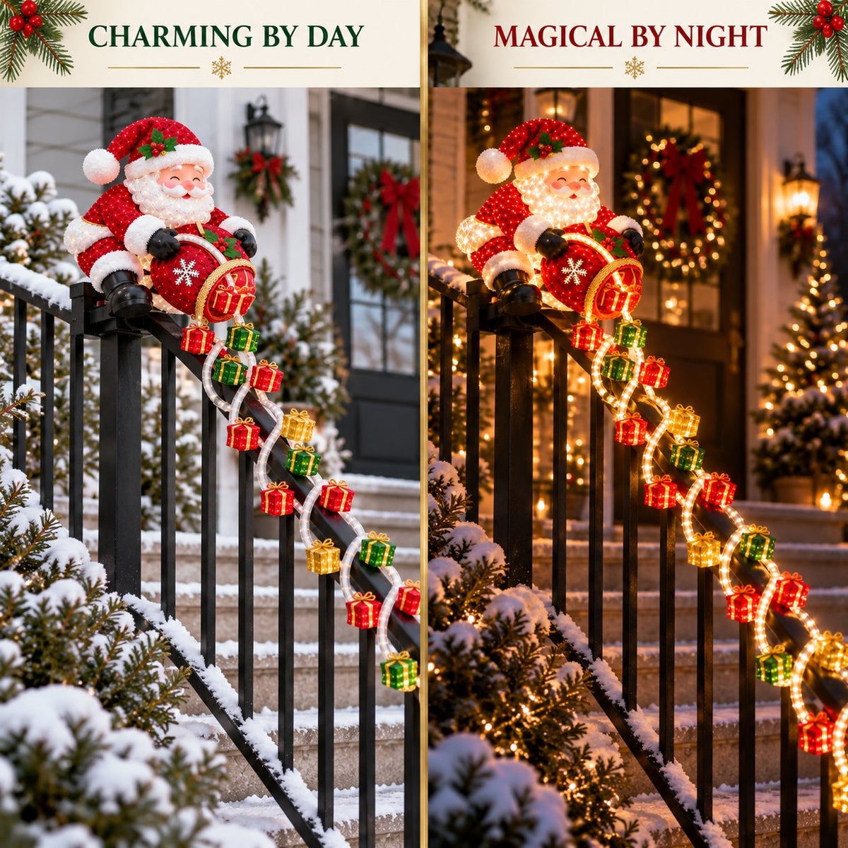 🎅 ✨Santa Magic Gift Cascade Railing Light