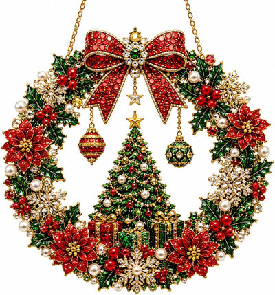 Christmas tree diamond wreath intricate ornament design