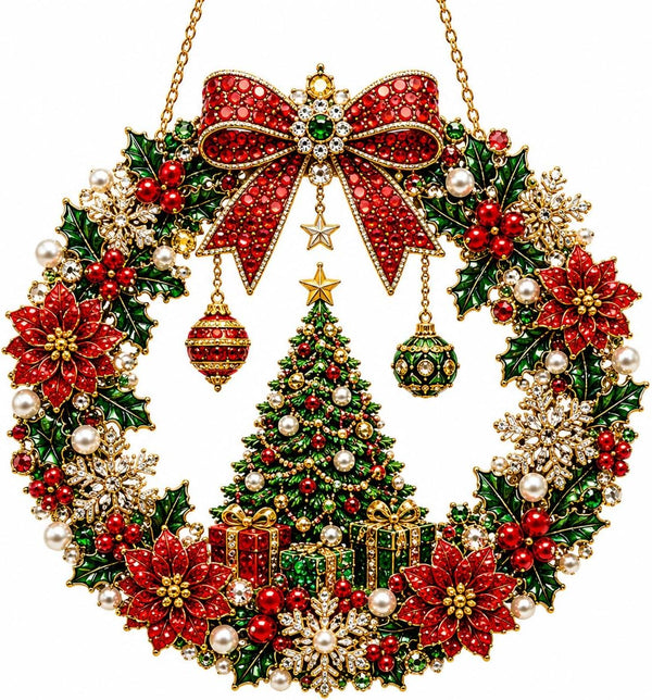 Christmas Tree wreath diamond art