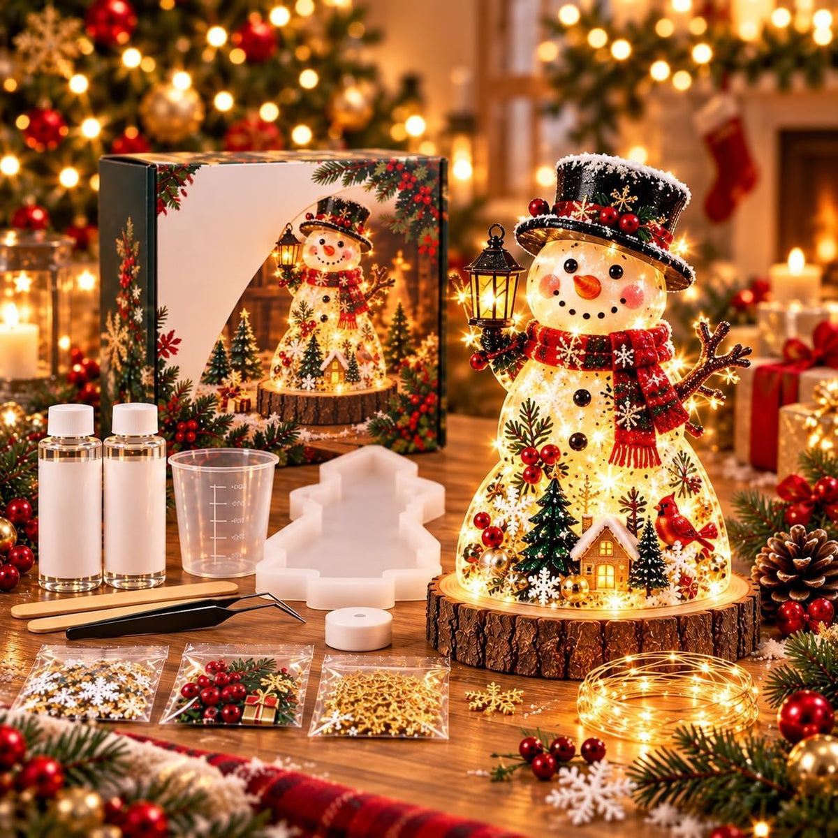 🎄 ChristmasGlow Creations™ – DIY Resin Christmas Night Light Kit | 6 Festive Designs & Holiday Craft Gift ✨