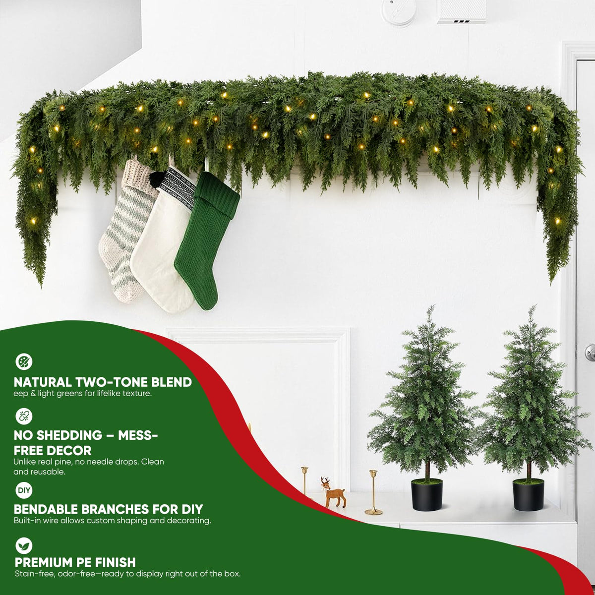 5 foot and 6 foot Christmas cedar garland scale