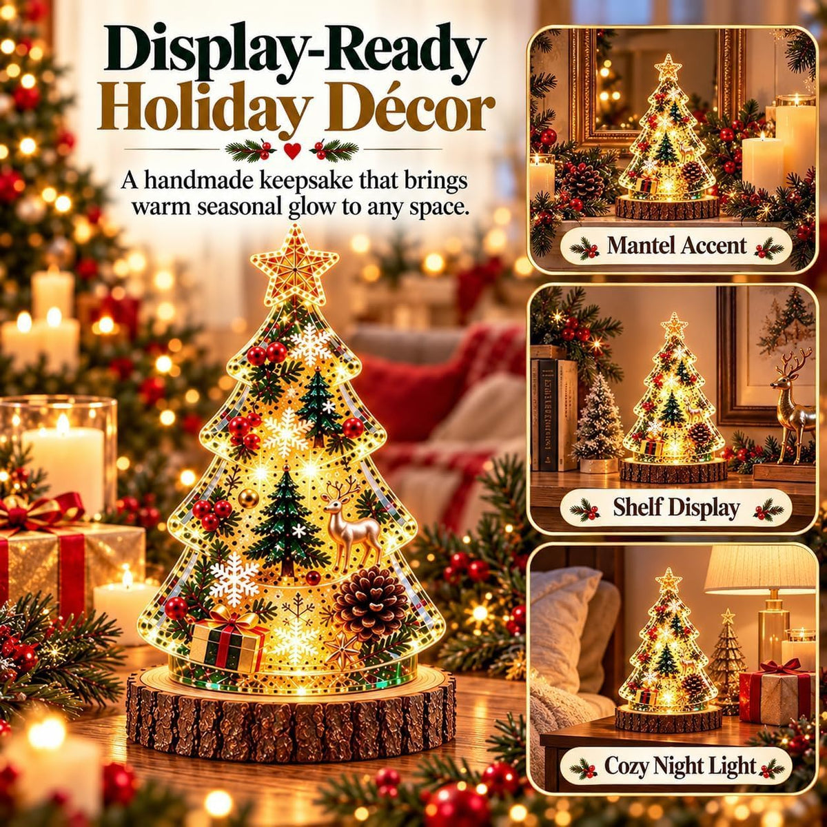 🎄 ChristmasGlow Creations™ – DIY Resin Christmas Night Light Kit | 6 Festive Designs & Holiday Craft Gift ✨