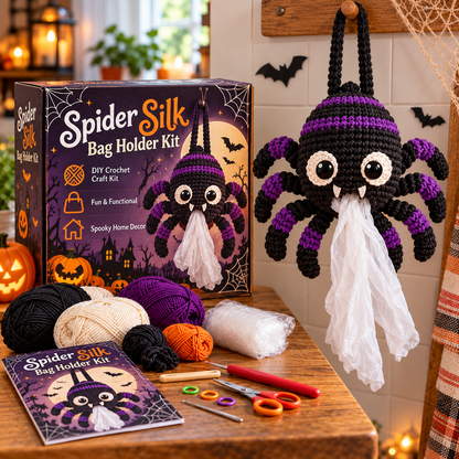 😂 Funny Crochet Bag Holder DIY Kits – Snotty Sam, Spider Silk & Drooly Monster | Quirky Kitchen Decor & Gag Gifts