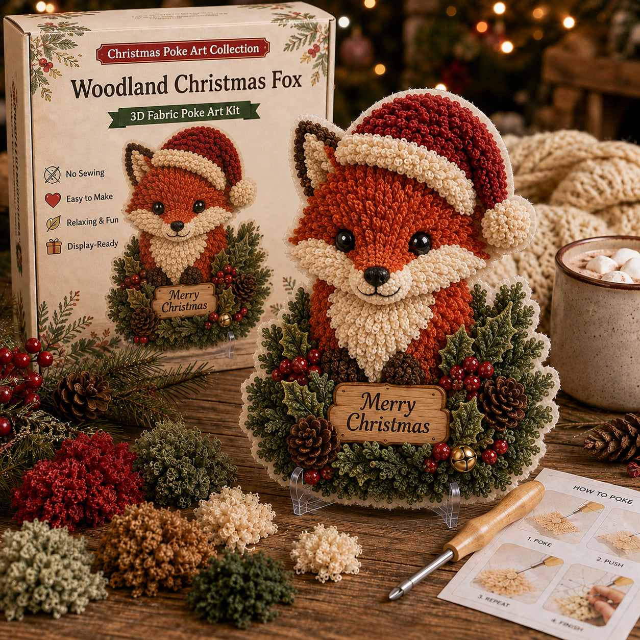 🧵🎅 Christmas Poke Art Collection – DIY 3D Fabric Decor Kit