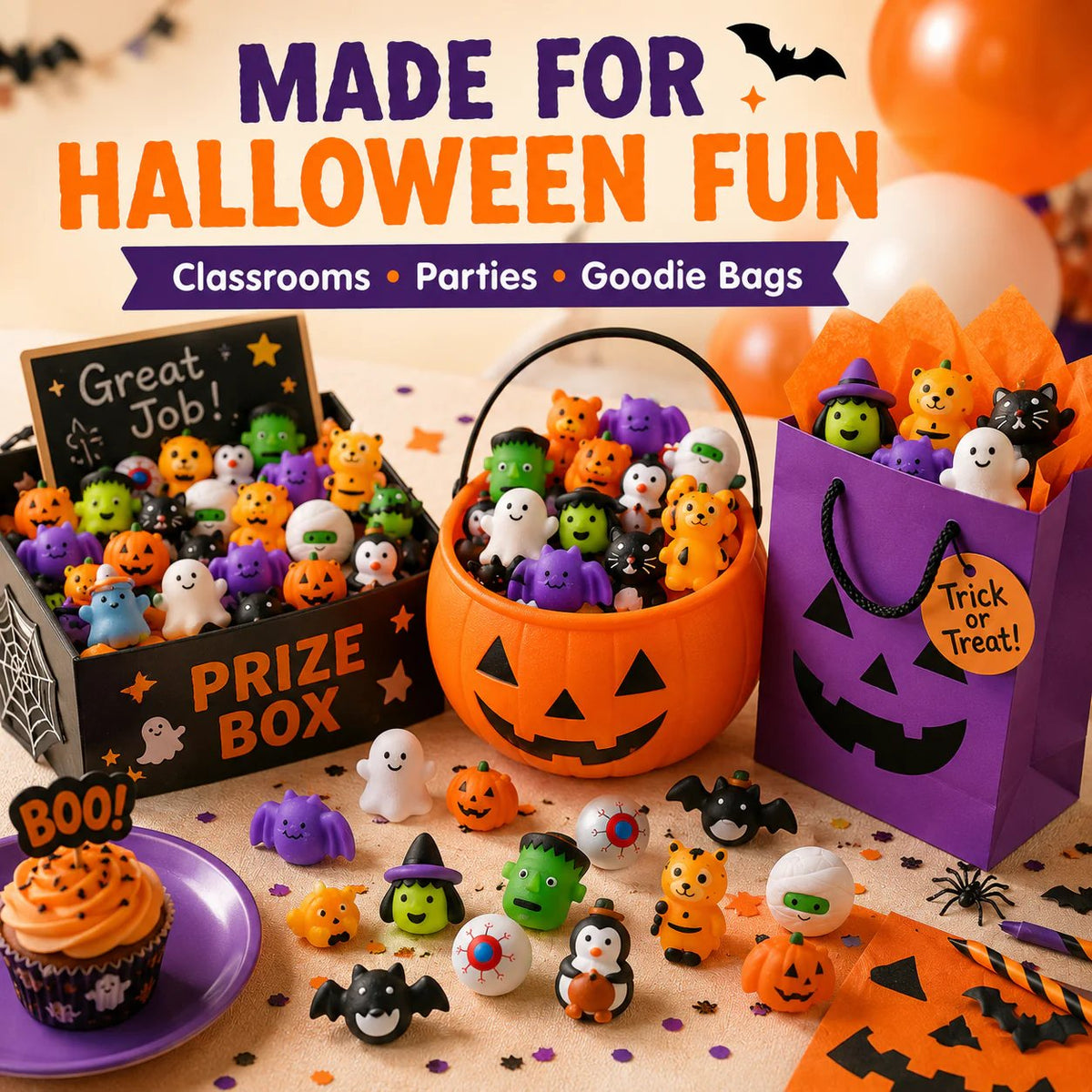 Halloween squishies used for classrooms parties and goodie bags