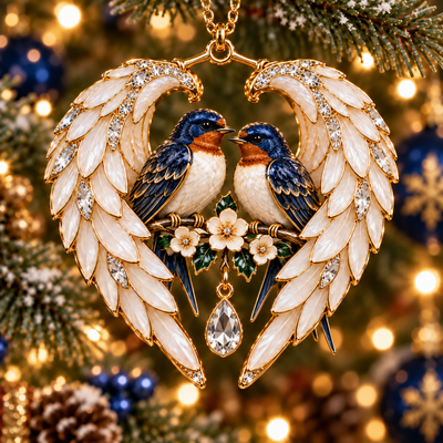 Swallow Bird Pair Angel Wing Ornament