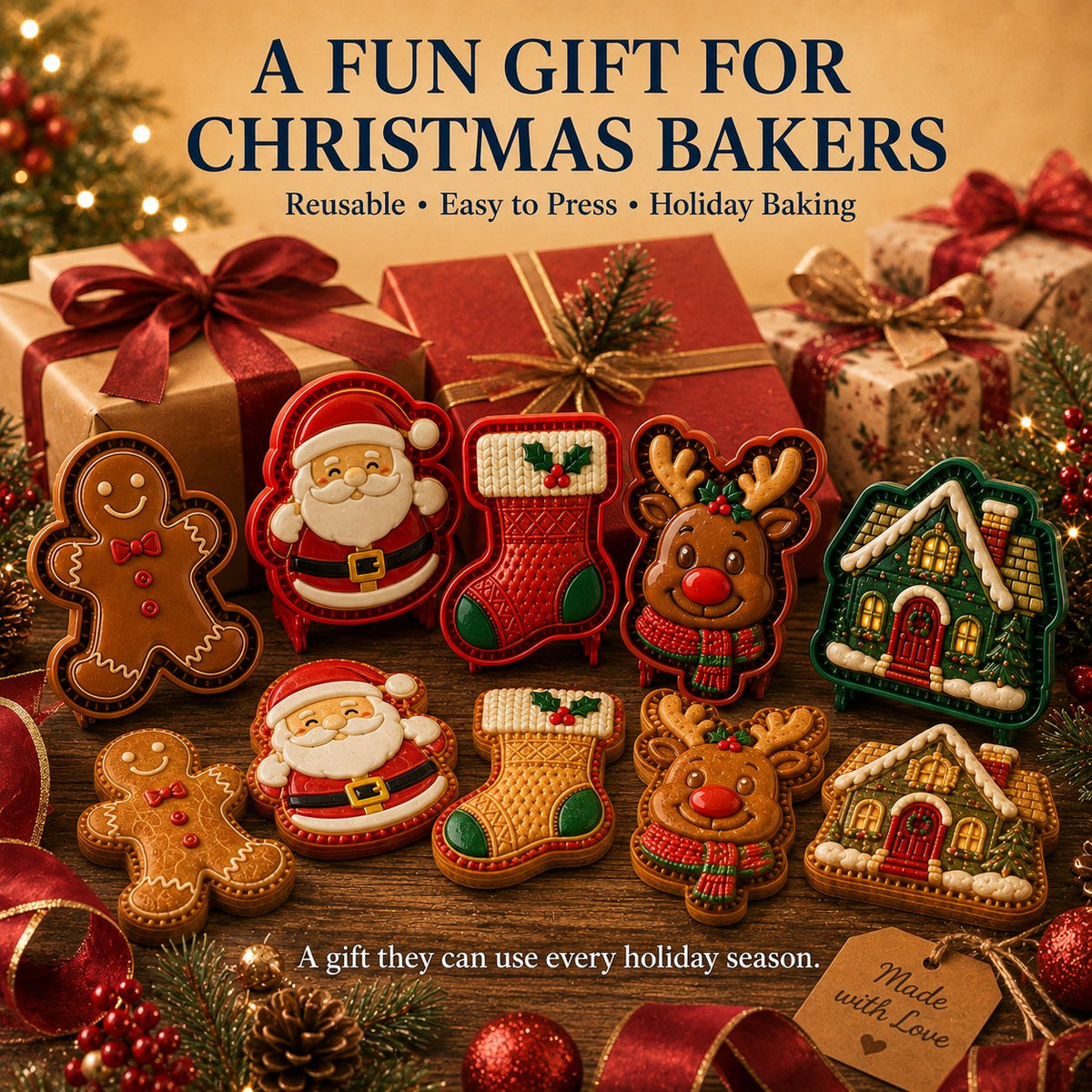 ⏳ 69% OFF – 🎄16pcs-Design Christmas Mini Pie Mold Collection | Reusable Embossed Molds for Shaping Detailed Santa, Snowman, Reindeer, Tree & Holiday Pies 🥧✨