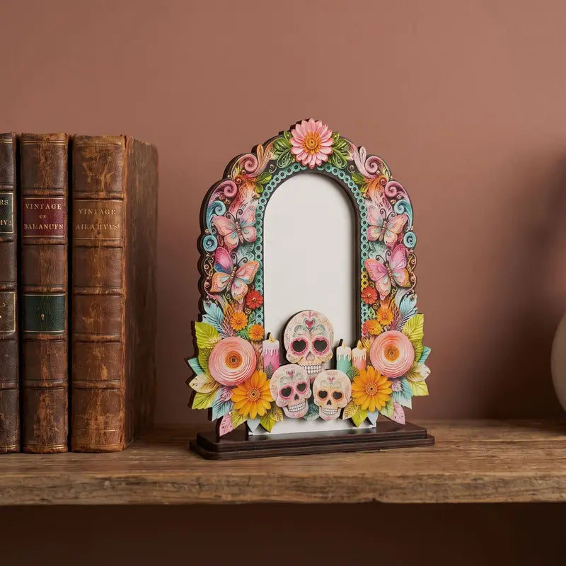 🌼 50% OFF Día de los Muertos Memorial Photo Frame – Wooden Ofrenda Decor