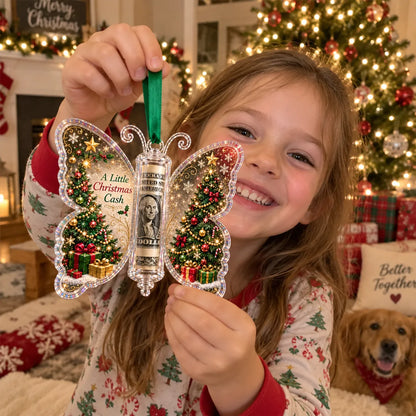 🎄🦋 Christmas Cash Gift Butterfly Ornament – Holiday Money Holder Keepsake 💵✨
