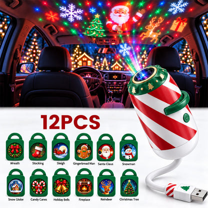 🎄 Merry Ride Christmas Car Projector Light | Up to 24 Patterns