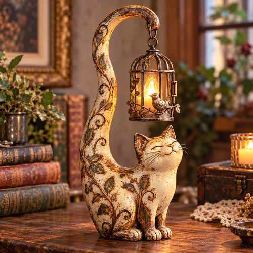 ✨ 49% OFF Today Only | 🐈‍⬛ Vintage Cat Lantern Sculpture Lamp – A Timeless Guardian of Warmth & Cozy Moments