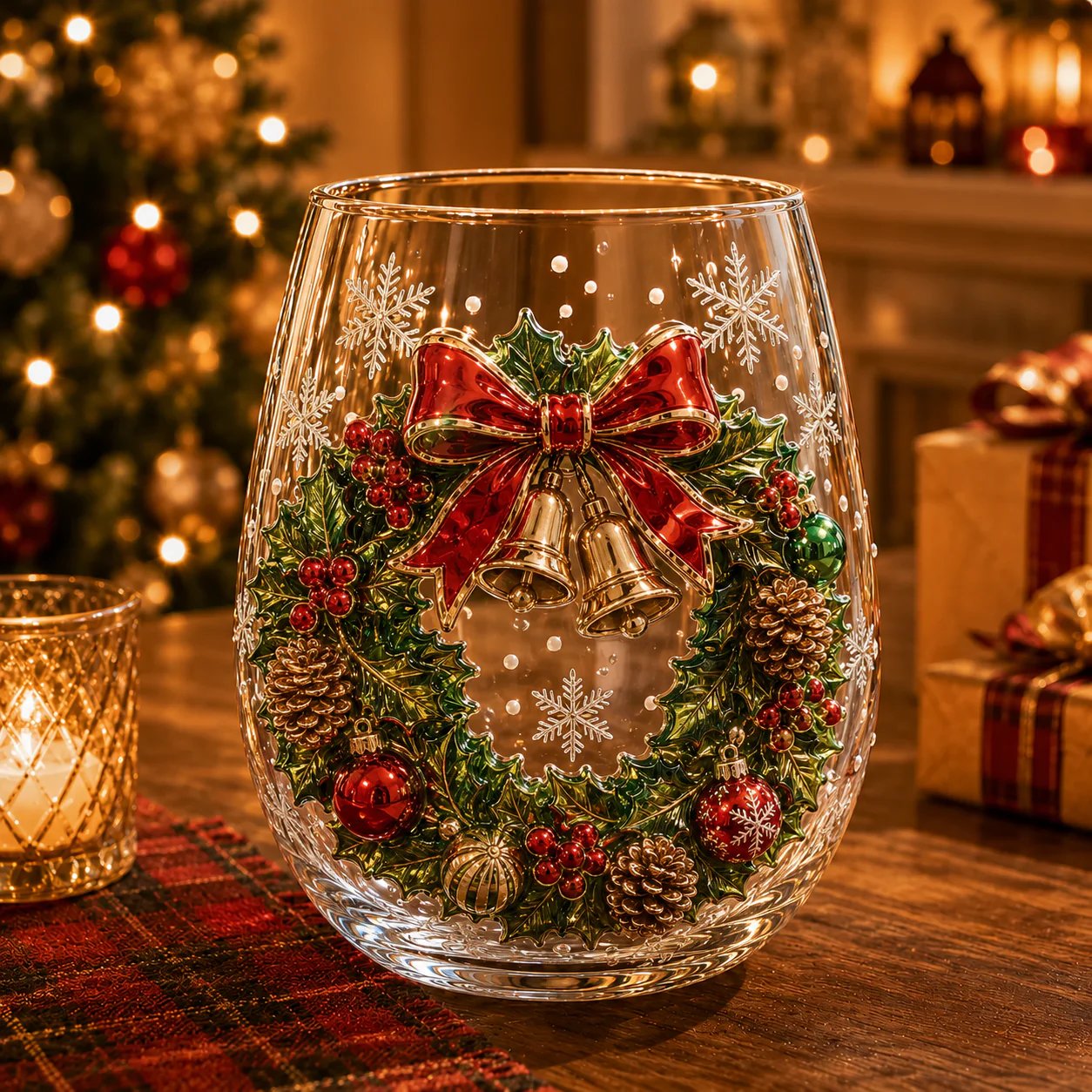 Magical Christmas 3D Glass Cup Collection – Santa, Reindeer, Snowman & Christmas Tree