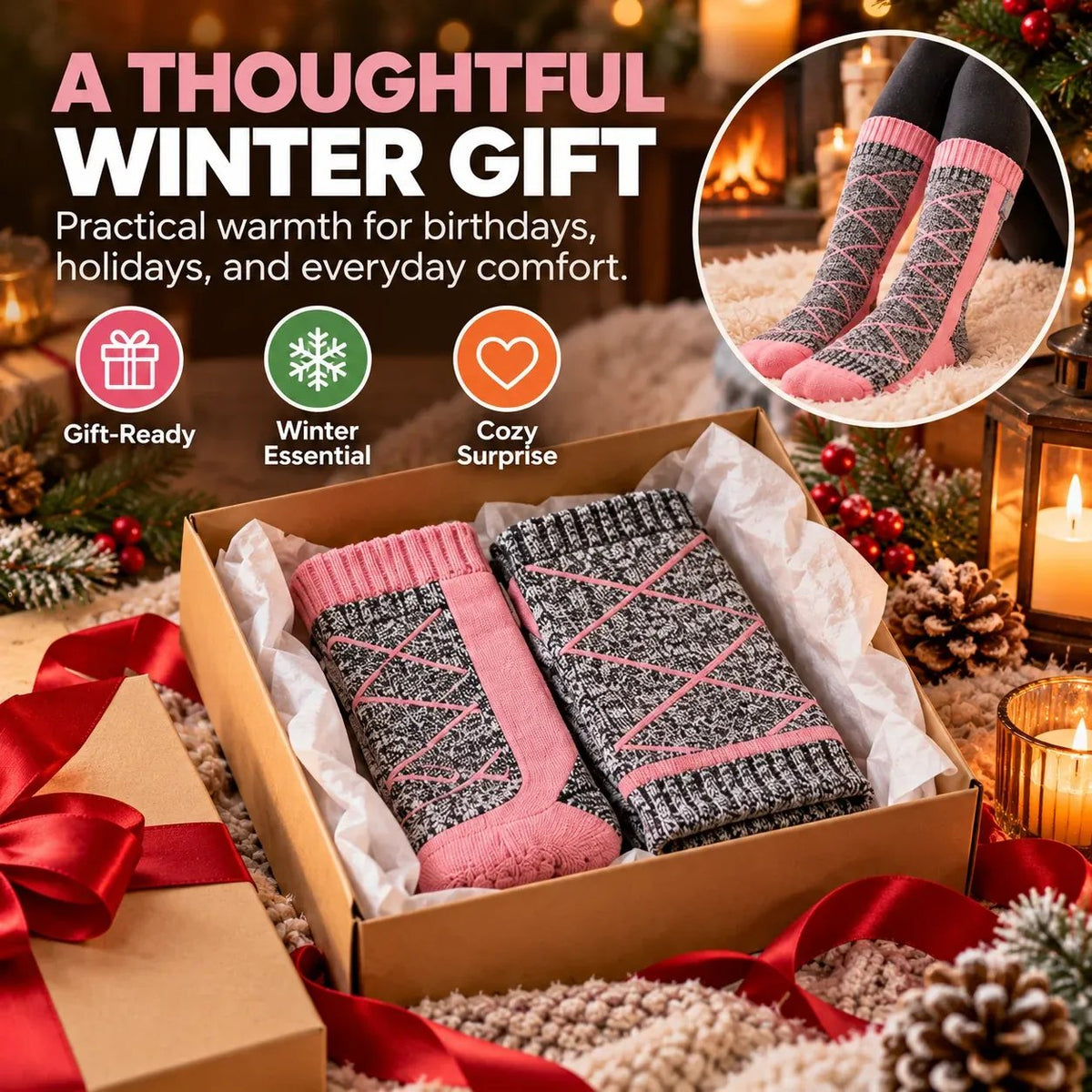 🔥 Rechargeable Heated Socks | 3 Heat Levels with Targeted Sole Warmth & 2 × 2200mAh Batteries ❄️