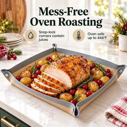 Snap-Lock Silicone Baking Mat -2in-1 Nonstick Oven Liner & RaisedEdge Roasting Mat