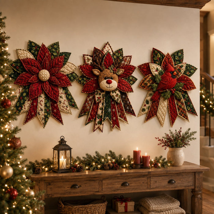All 7 Styles Collection quilted Christmas DIY sewing kit finished design