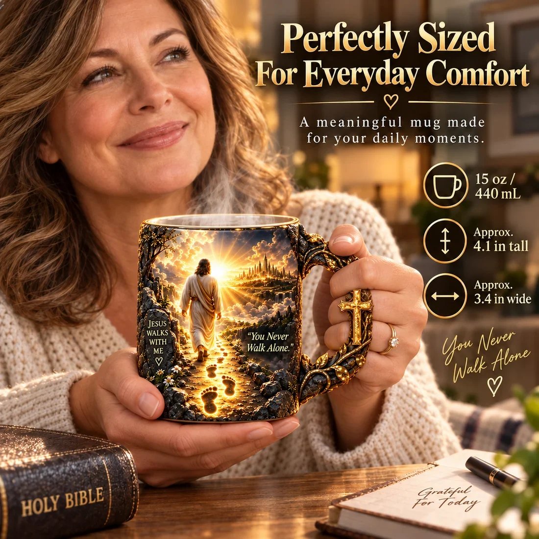 🔥 Last Day 49% OFF - 🔥✝️ Jesus Walks With Me™ – Heat-Reveal Faith Mug | You Are Never Alone
