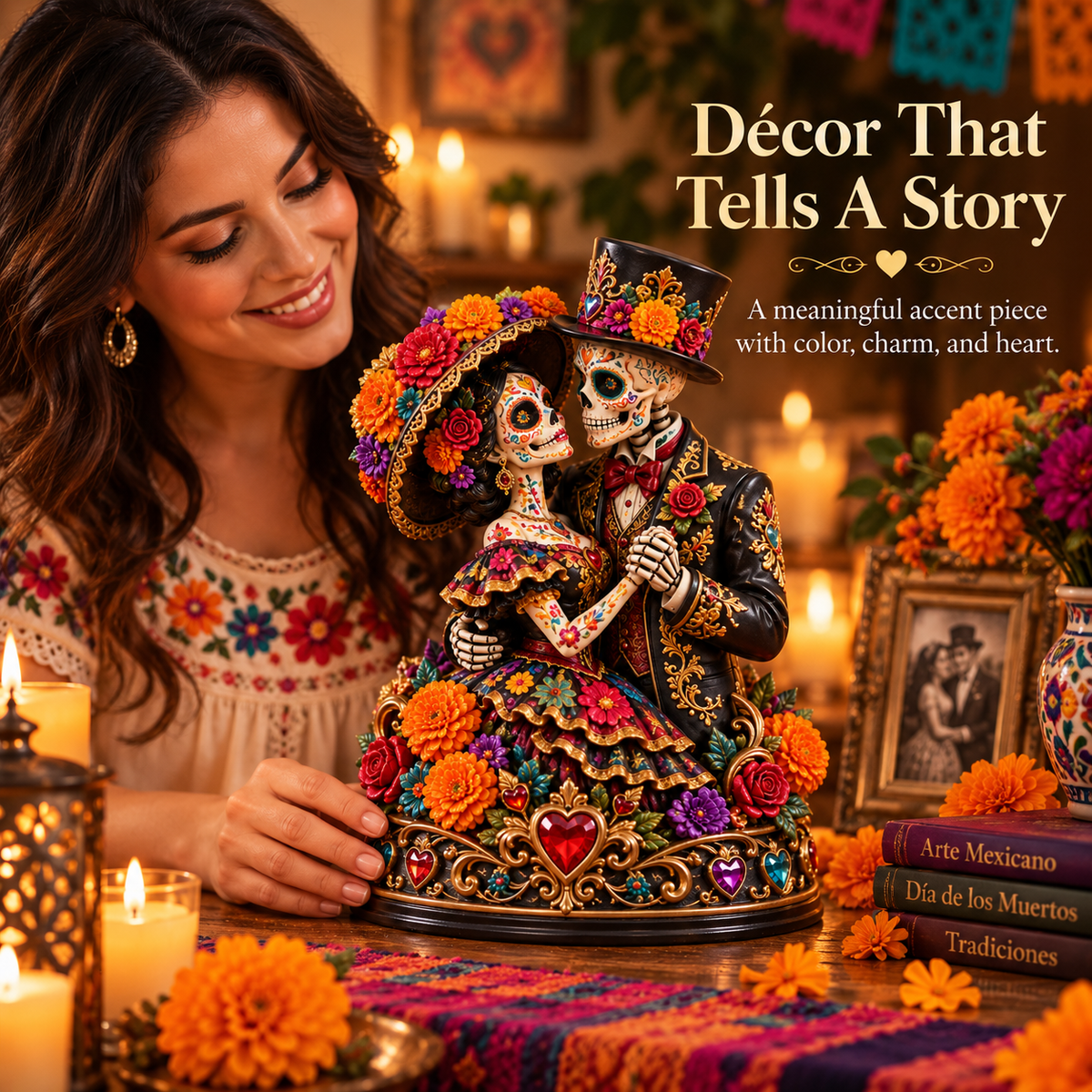 💀 LIMITED-TIME 50% OFF | 💞 Day of the Dead Catrina Figurines – Festive Couple Collectible Decor