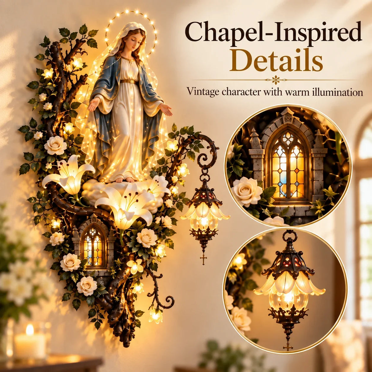 Virgin Mary wall decor prayer corner