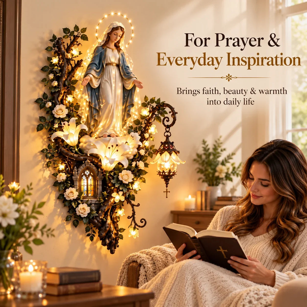 Virgin Mary illuminated wall decor gift