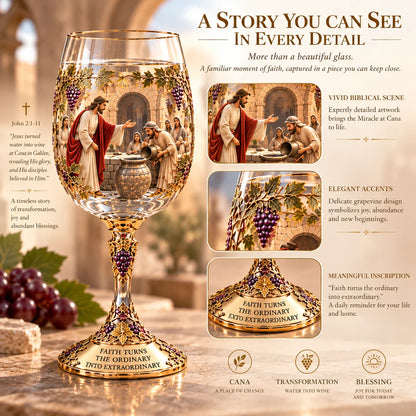 ✝️ Miracle at Cana™ – Jesus Turns Water Into Wine 🍷 | Christian Miracle Glasses & Meaningful Wedding Gift ❤️