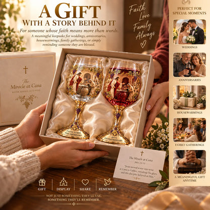 ✝️ Miracle at Cana™ – Jesus Turns Water Into Wine 🍷 | Christian Miracle Glasses & Meaningful Wedding Gift ❤️