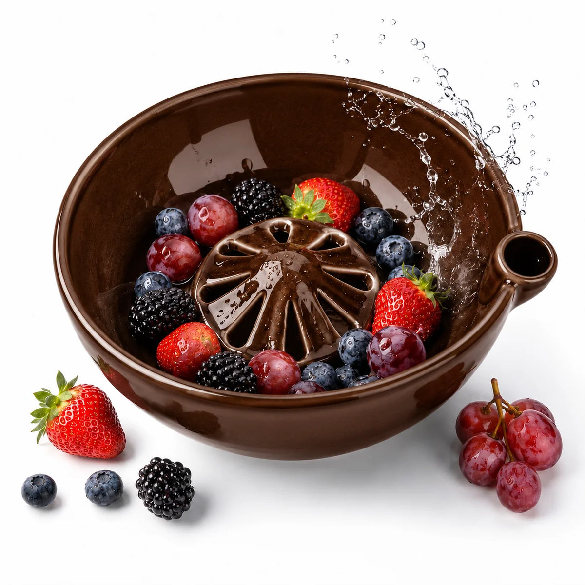 🥬 Self-Spinning Fruit & Berry Washer – Vortex Rinse Bowl with Quick Drain