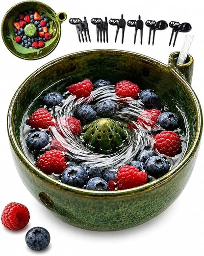 🥬 Self-Spinning Fruit & Berry Washer – Vortex Rinse Bowl with Quick Drain