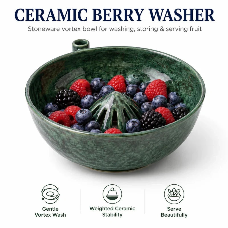 🥬 Self-Spinning Fruit & Berry Washer – Vortex Rinse Bowl with Quick Drain