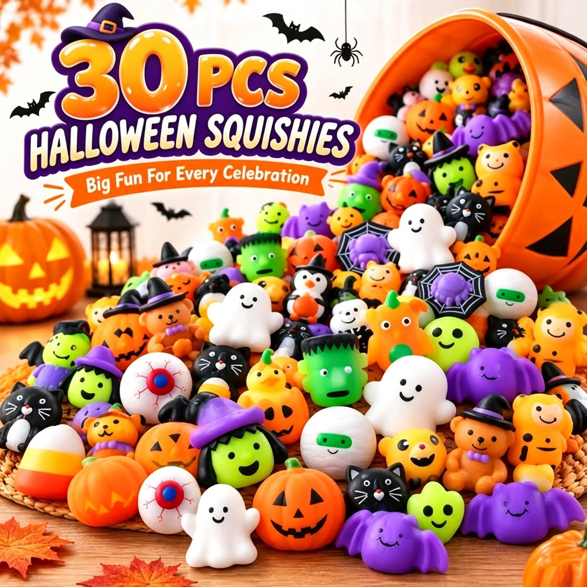 30PCS Halloween mini squishy toy collection