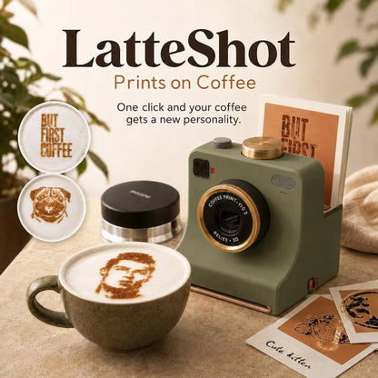 ☕ Instant Latte Art Creator | Latte Art with 30 Stencils | One‑Press Coffee Foam Pattern Maker for Home Barista
