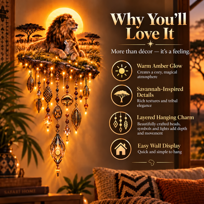 Majestic Savannah Family Glow™ – Lion & Cub Illuminated Wall Decor