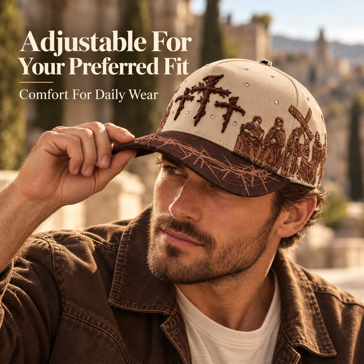 ✝️ Wear Your Faith – Viacrucis Brown Statement Cap