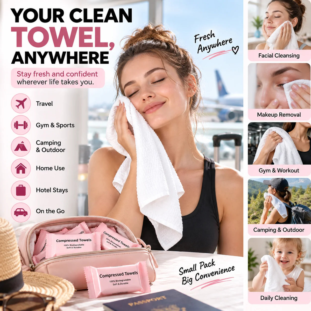 30-Pack Disposable Compressed Towels – Soft, Absorbent & Travel-Friendly