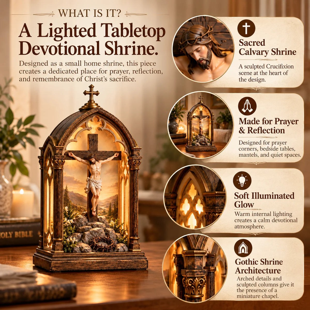 ✝️ Calvary Light of Faith™ – Illuminated Jesus Crucifix Prayer Shrine with Warm Devotional Glow & Sacred Christian Home Décor 🕯️🙏