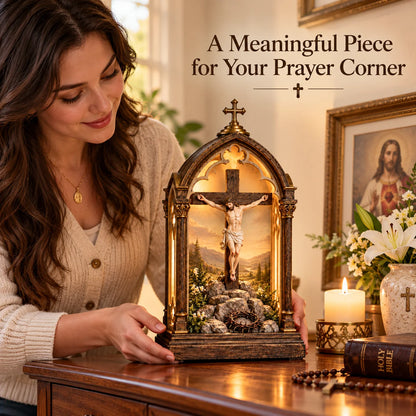 ✝️ Calvary Light of Faith™ – Illuminated Jesus Crucifix Prayer Shrine with Warm Devotional Glow & Sacred Christian Home Décor 🕯️🙏