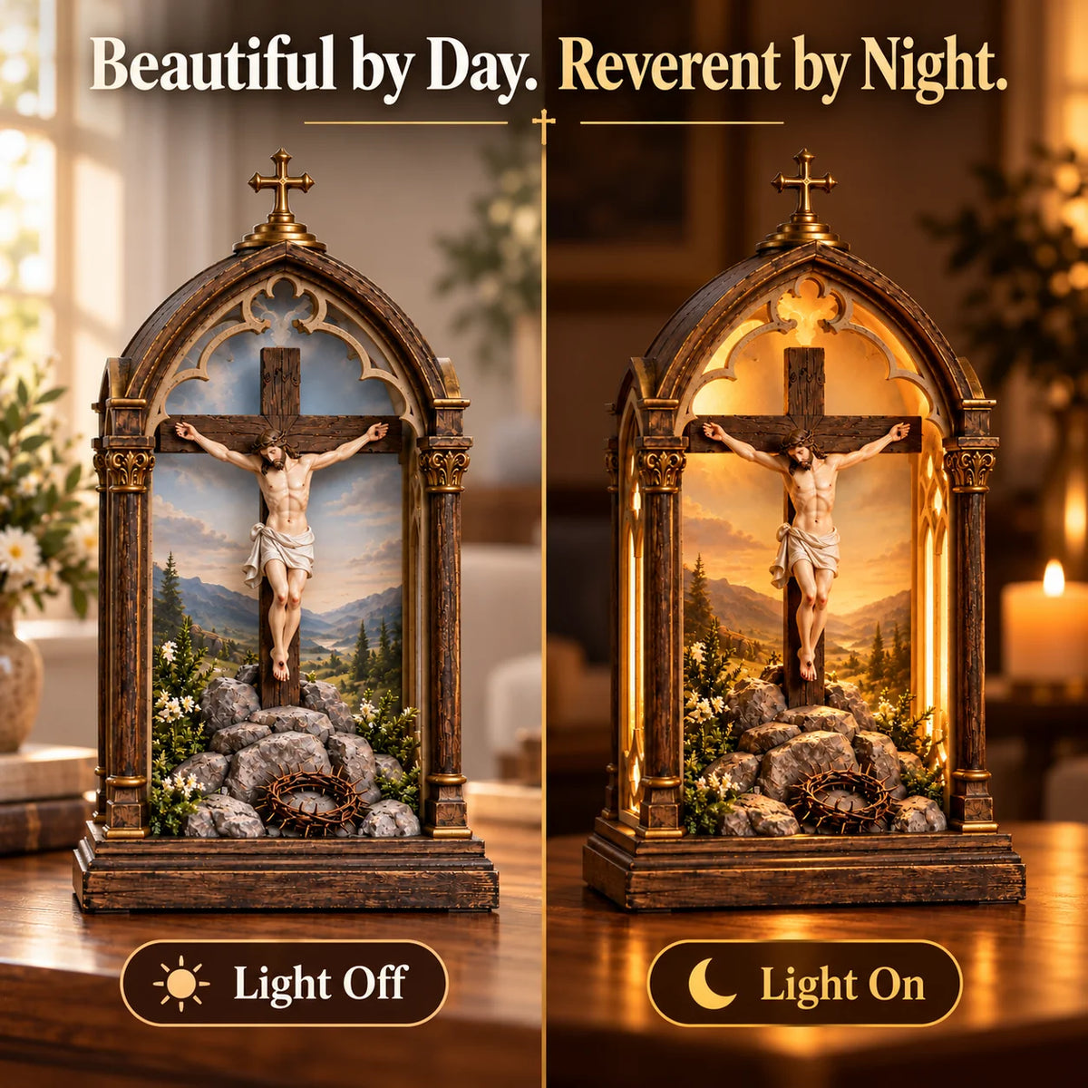 ✝️ Calvary Light of Faith™ – Illuminated Jesus Crucifix Prayer Shrine with Warm Devotional Glow & Sacred Christian Home Décor 🕯️🙏