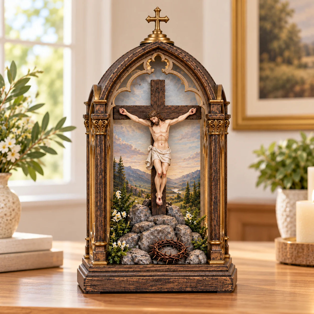 ✝️ Calvary Light of Faith™ – Illuminated Jesus Crucifix Prayer Shrine with Warm Devotional Glow & Sacred Christian Home Décor 🕯️🙏