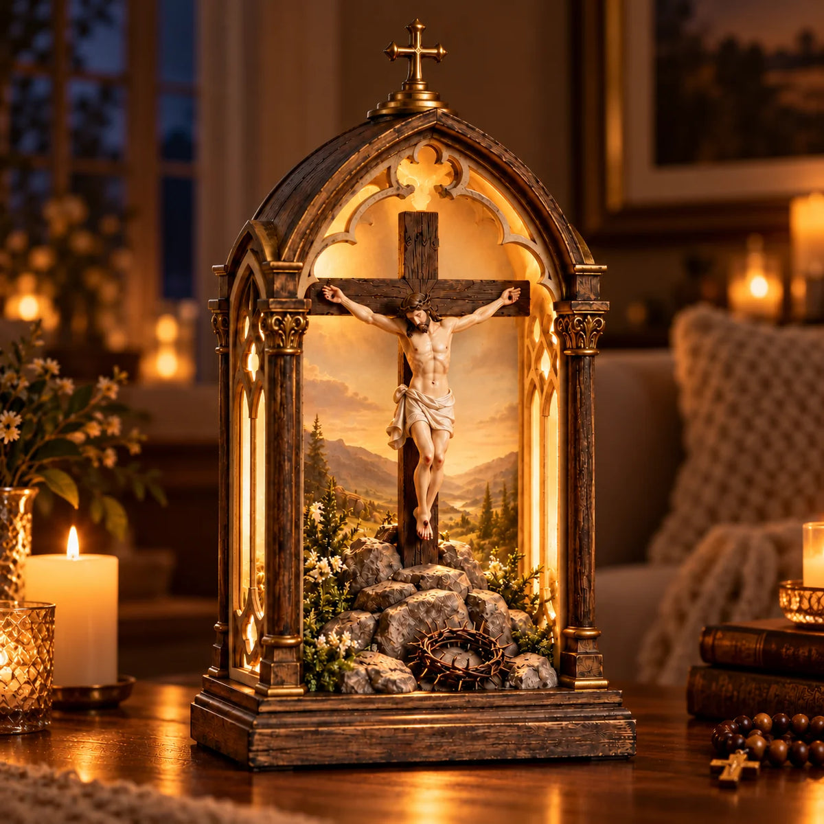 ✝️ Calvary Light of Faith™ – Illuminated Jesus Crucifix Prayer Shrine with Warm Devotional Glow & Sacred Christian Home Décor 🕯️🙏