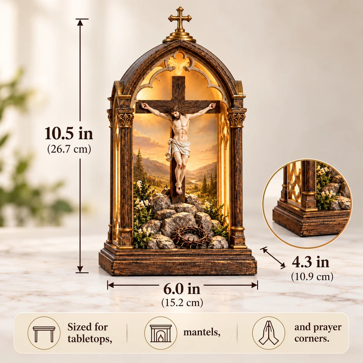 ✝️ Calvary Light of Faith™ – Illuminated Jesus Crucifix Prayer Shrine with Warm Devotional Glow & Sacred Christian Home Décor 🕯️🙏