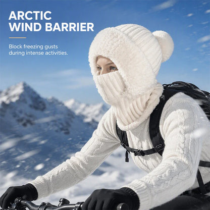 Women's 3-in-1 Winter Knit Hat – Warm Beanie, Scarf & Face Cover