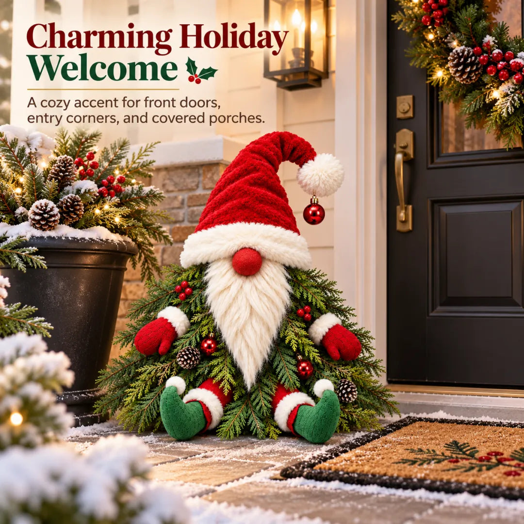 Sitting Christmas Evergreen Gnome Decor
