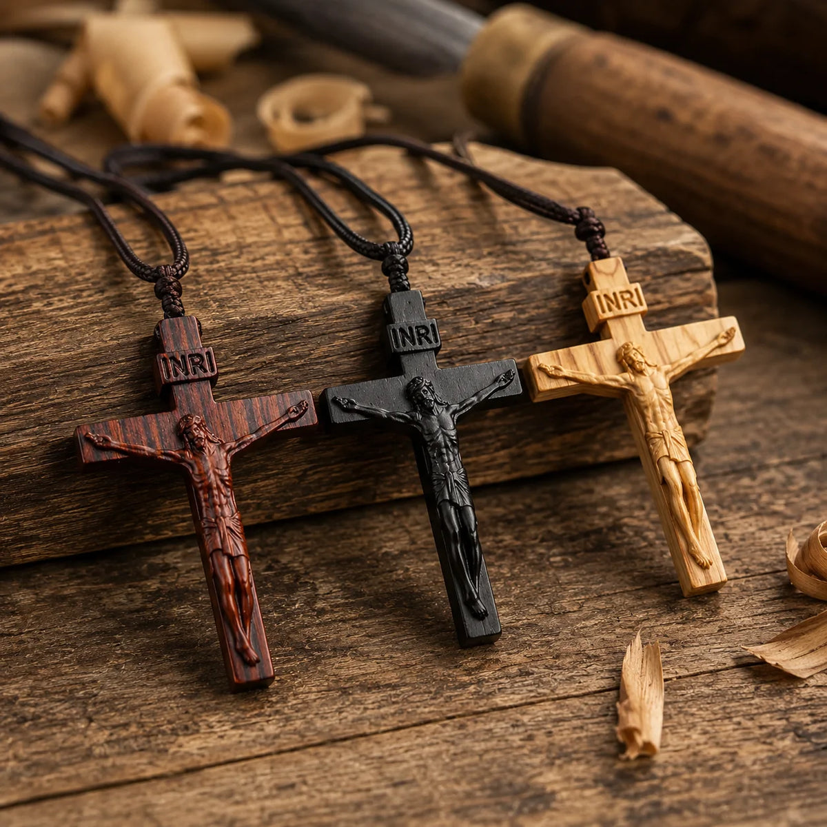 ✝️ Handmade Wooden Jesus Cross Necklace (𝐃𝐚𝐧𝐢𝐞𝐥 𝐁𝐫𝐨𝐨𝐤𝐬 𝐇𝐚𝐧𝐝𝐦𝐚𝐝𝐞)