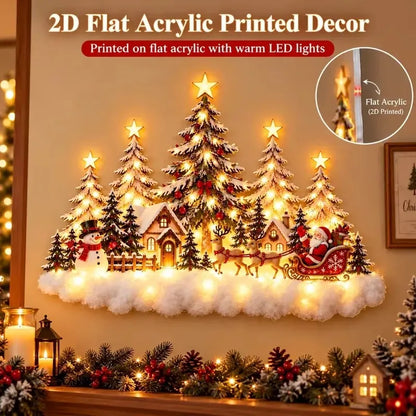 🛷 Lighted Christmas Sleigh Wall Decor – Woodland Forest Glow 🛷