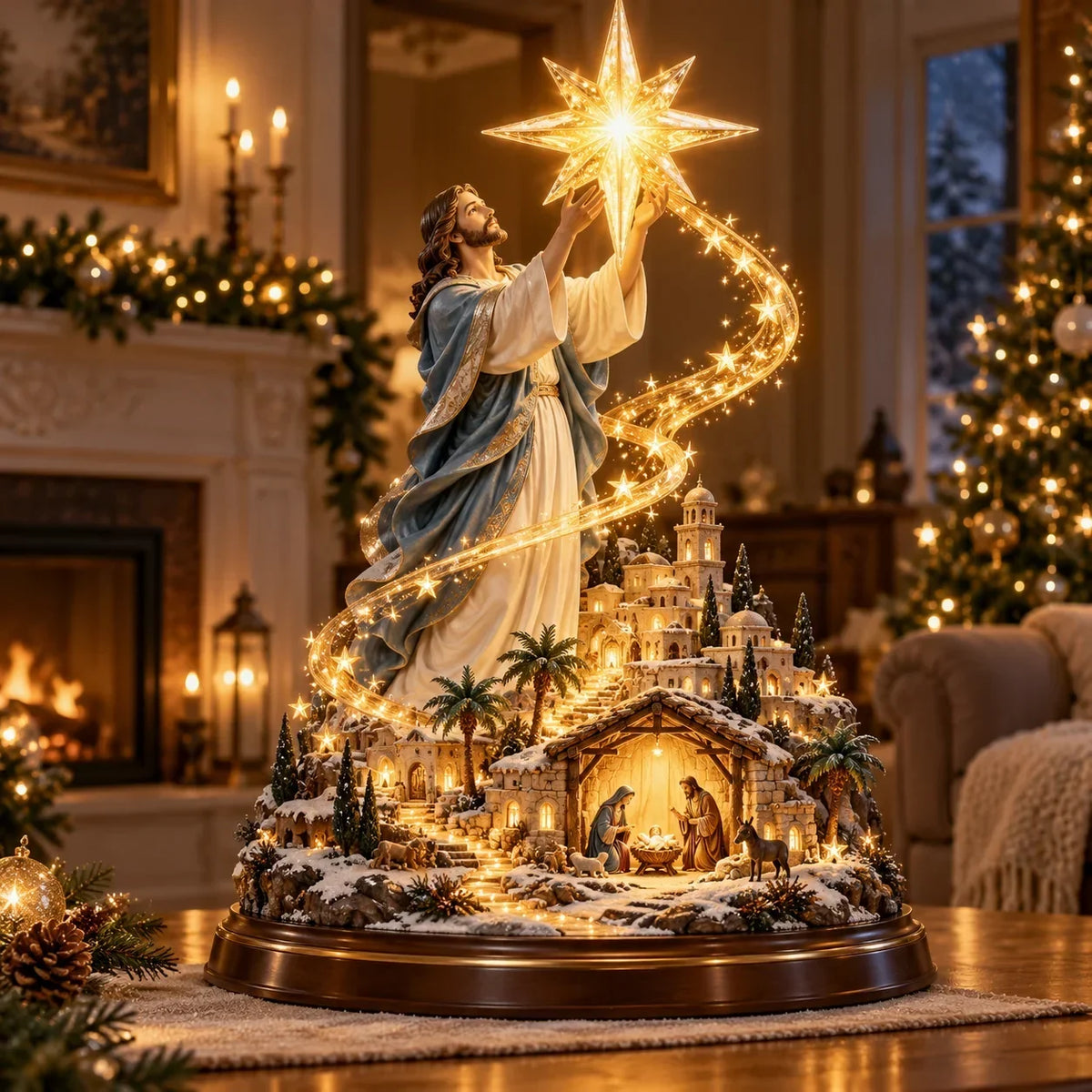 🔥 LAST DAY 50% OFF 🔥  ⭐✨ Bethlehem Star Of Hope™ – Jesus Holding The Guiding Star Illuminated Christmas Nativity Scene