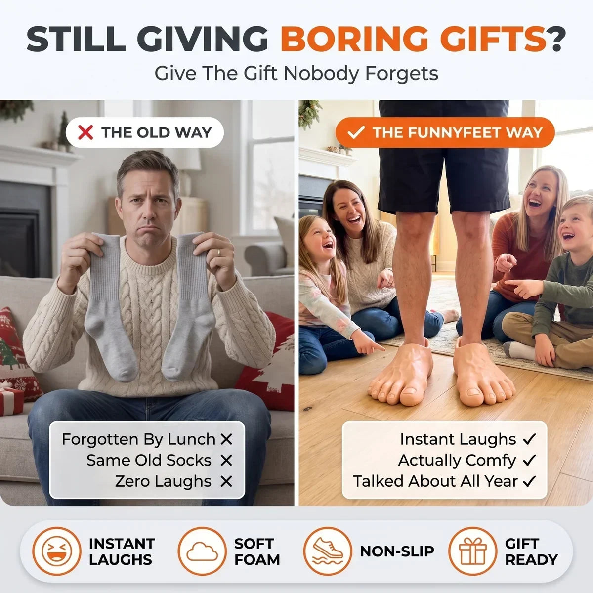 🔥 Last Day 49% Off – Barefoot Prank Slippers✈️buy 2 Free Shipping✈️