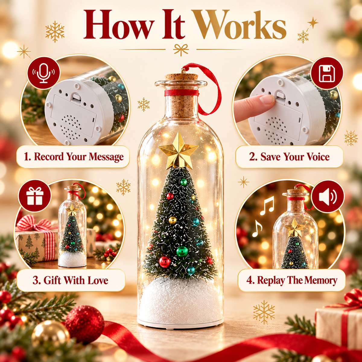 ⏰Limited Stock 50% OFF - 🎄🎙️ Christmas Voice Keepsake Bottle™ – Record Your Love, Keep Their Voice Close ❤️✨