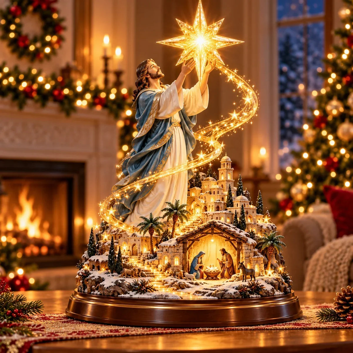 🔥 LAST DAY 50% OFF 🔥  ⭐✨ Bethlehem Star Of Hope™ – Jesus Holding The Guiding Star Illuminated Christmas Nativity Scene