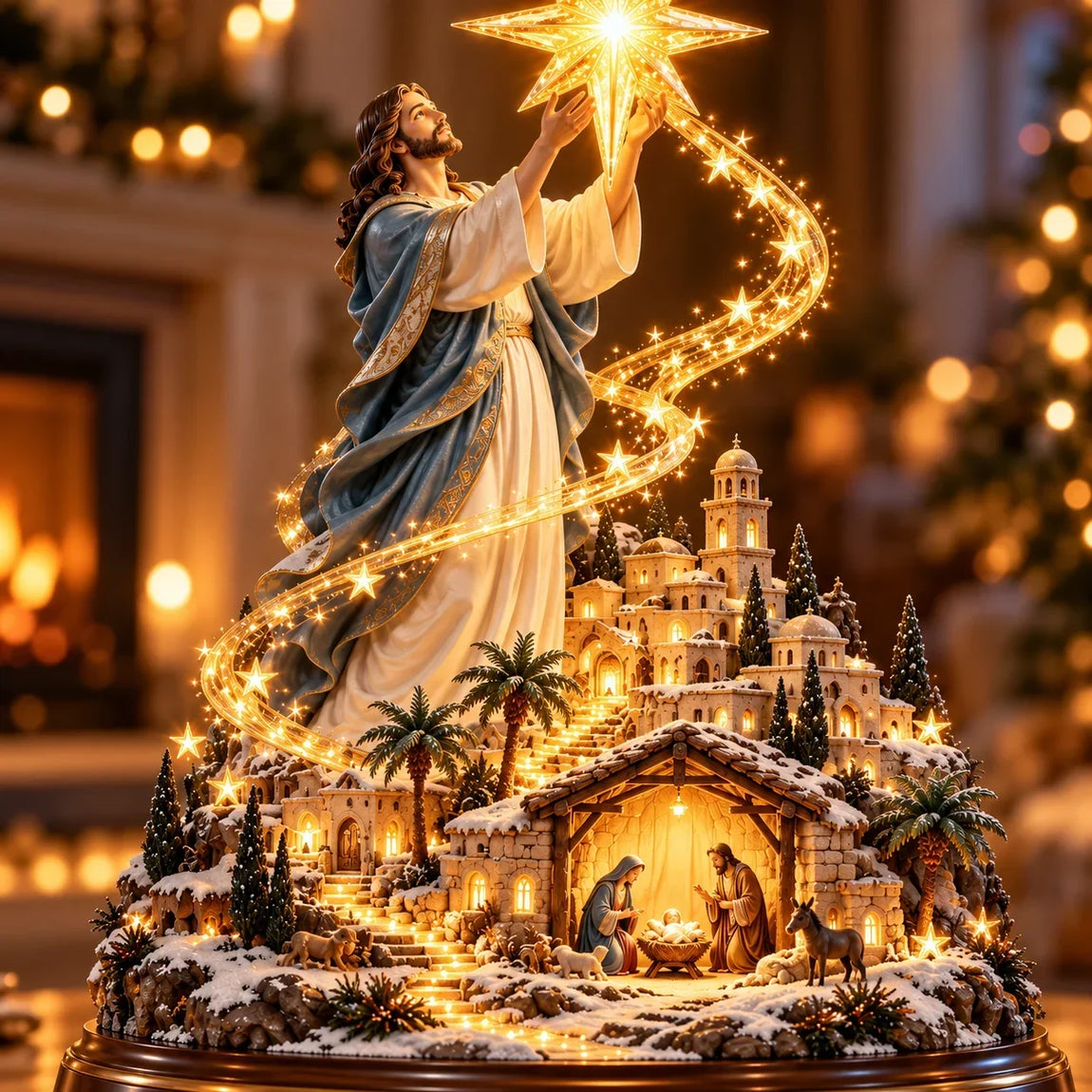 🔥 LAST DAY 50% OFF 🔥  ⭐✨ Bethlehem Star Of Hope™ – Jesus Holding The Guiding Star Illuminated Christmas Nativity Scene