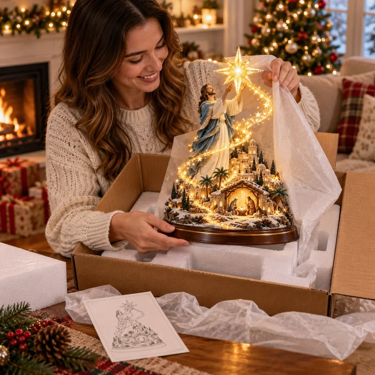 🔥 LAST DAY 50% OFF 🔥  ⭐✨ Bethlehem Star Of Hope™ – Jesus Holding The Guiding Star Illuminated Christmas Nativity Scene